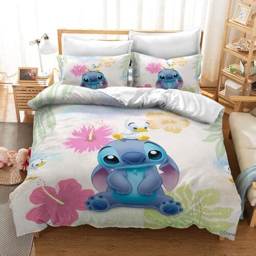 3D Stitch Cute Cartoon Printed Duvet Cover Sets Duvet Cover Pillowcases Bedding Set for Kids Adults Twin Full Queen King Size
