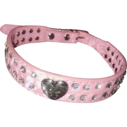 DDLG Leather Collar Sticker Diamond Sweetheart Pink Love Heart Heart Double Row Diamond Chocker Shiny Gold Powder PU Necklace