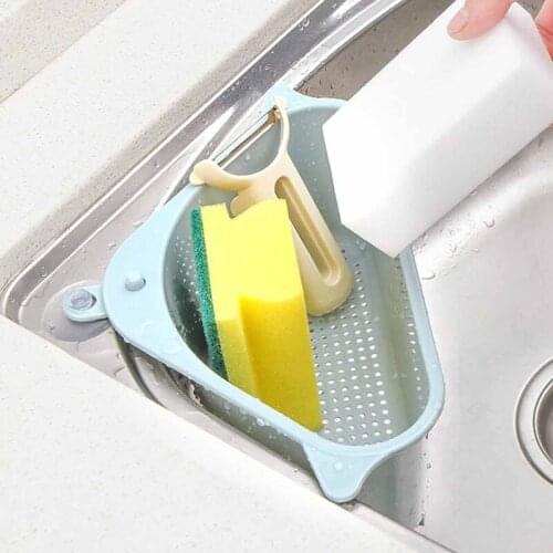 Creative kitchen triangle water basket multifunctional storage rack multi-purpose dishwashing sponge rack corner storage box