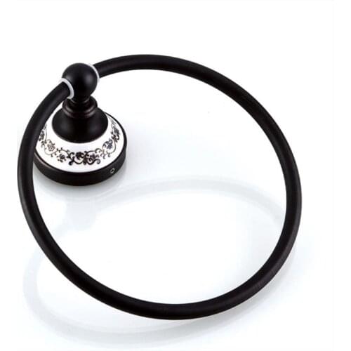 Brass Towel Ring towel hanging ring round simple Black European Bathroom Accessories Rustproof