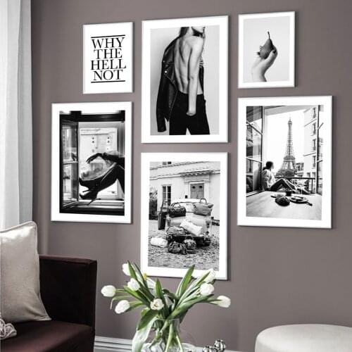Fashion Black and White Photography Pictures Heels Naked Back Poster Print Wall Art Canvas Painting For Living Room Home Decor
