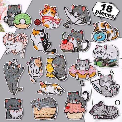 Cartoon cute cat Patch Iron On Patches For Clothing Patch Embroidery Patches For Clothing Sticker On Clothes Decorate