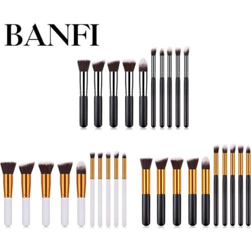 BANFI 10pcs Classic Eyeliner Makeup Brush Set Eyeshadow 10pcs Foundation Powder Blush Concealer Eye Cosmetic Face Beauty Tools
