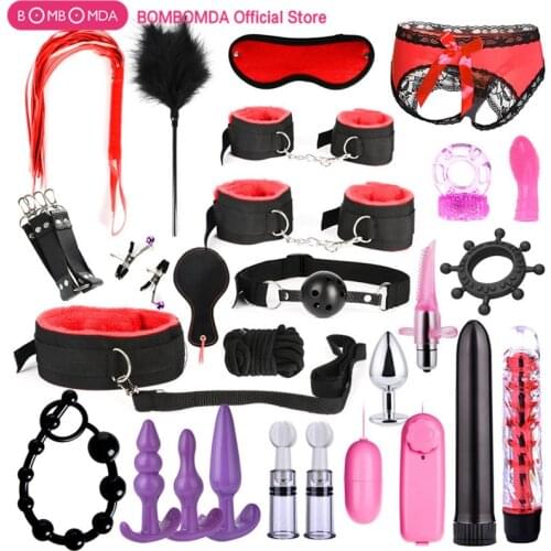 26pcs Sex Toys for Adult G-spot Vibrators Adult Game SM Bondage Restraint Adult toys Nylon Handcuffs Clit Stimulator Sex Shop