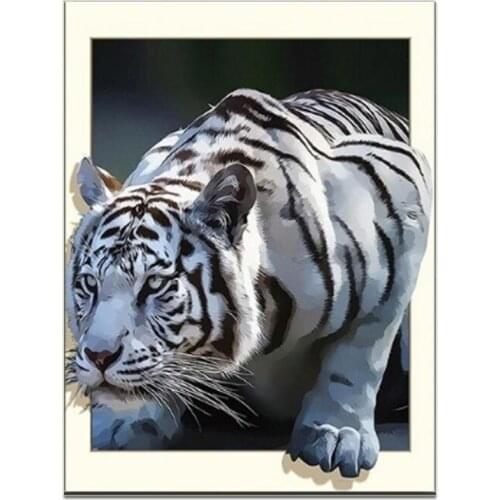 New Diamond Painting 5D Full Square/Round Drill White Tiger Diamond Rhinestone Embroidery Painting Cross Stitch Mosaic Picture