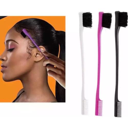 New double head Edge Brush Eyebrow Brush Double Brush Hair Dye Brush Comb hair care tool portable color random
