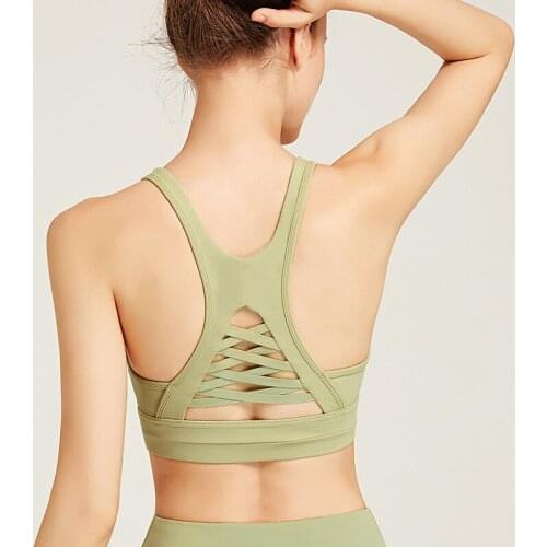 New Shockproof Cross Straps Running Gym Sport Bras Top Women Widen Hem Push Up Workout Fitness Yoga Crop Tops Brassiere