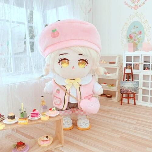 20cm Plush Dolls Clothes NEW Pink Sweater Princess Shoes Outfit Accessories for Korea Kpop EXO Idol Dolls Clothing Fans Gift