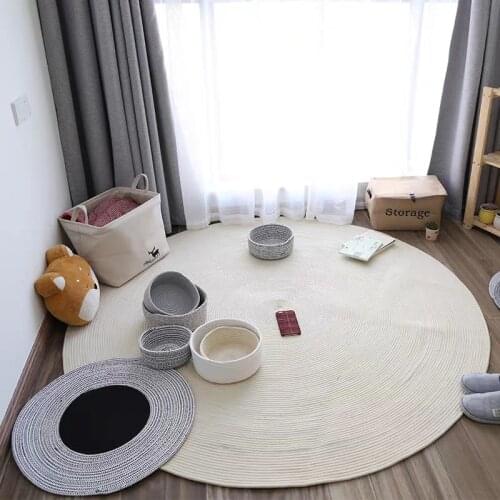 Round shaped simple style solid floor mat,big size swivel chair mat, decoration beige white floor mat