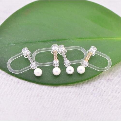 Wholesale 10 PCS Transparent Ear Clip For Jewelry Making Clear Resin Spring Pearl Ear Clip DIY Earrings Accessories