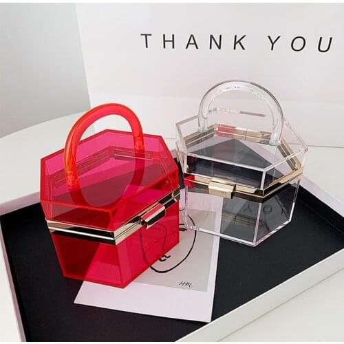 Wholesal hot Transparent Acrylic Clutch Box Bag Clear Purse Women Bag Evening Handbag
