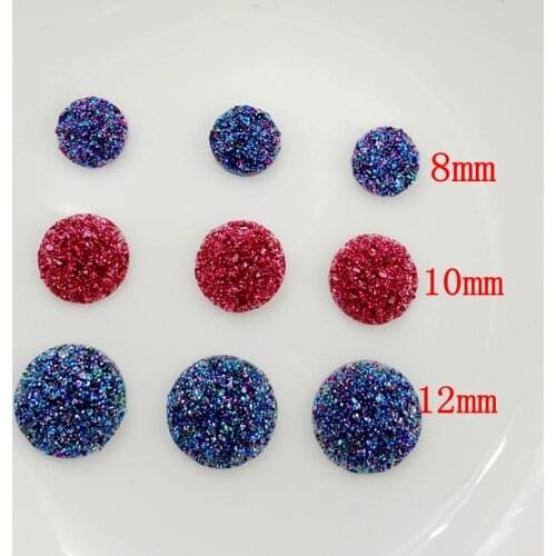 Wholesale 8mm-12mm Round Resin Bling Convex Mineral Surface Flatback Rhinestone Buttons Ornaments DIY Wedding Appliques Craft