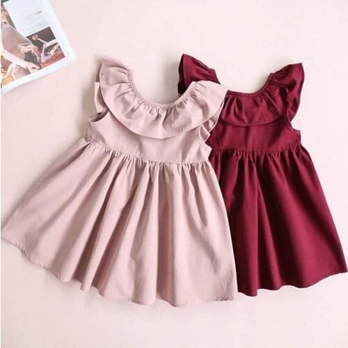Elegant Sleeveless Dress Children Pleated Backless Bow Clothes Girls Ruffles Party Wedding Costume Kids V-Back Princess Dresse