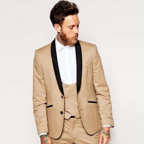 Slim Fit Wedding Men Suits Groom Tuxedos Bridegroom Sets 3 Pieces (Jacket+Pants+Vest) Best Man Blazer Prom Wear Costume Homme