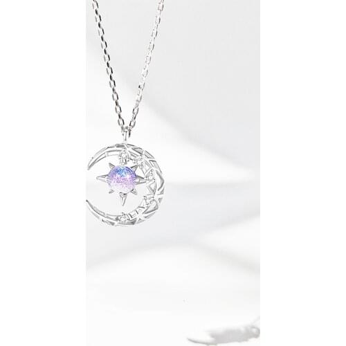Romantic starry sky necklace female pendant star and moon clavicle chain fashion jewelry gift for girl