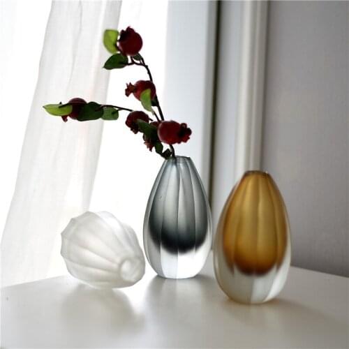 Luxury Water Droplet Vase Living Room Dried Flowers Nordic Matte Glass Transparent Vase Home Decoration Accessories Flower Vases