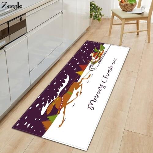 Zeegle Carpet Christmas Kitchen Rug Anti-slip Bathroom Doormat Living Room Floor Rug Absorbent Hallway Carpet Bedside Carpet Mat