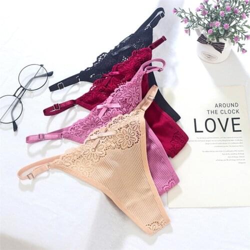 New Sexy Lace Women Panties Underwear Adjustable G-String Thongs Females Hollow Out Underpants Lingerie