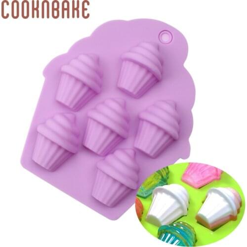 COOKNBAKE silicone chocolate mold ice cream shape jelly gummy candy mould biscuit cake pastry baking tool 6 cavity resin mould