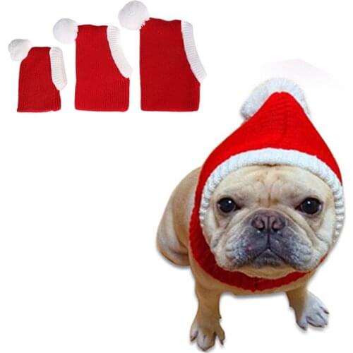 Knitted Pet Winter Christmas Hat Warm Cat Plush Ball Cap Puppy Small Dog Woolen Xmas Cute Headwear Pets Headgear Accessories
