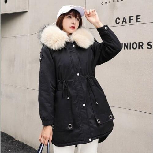 Winter female new style cotton clothes fashion hooded loose down jackets lady thick pure color parkas mujer warm leisure coats