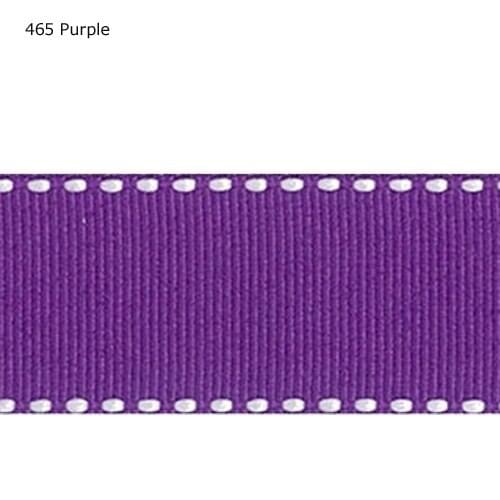 1" inch 25mm White saddle stitched Purple grosgrain ribbon