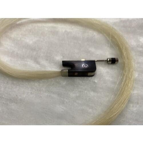 1pcs ebony cello bow frog with white bow hair installed horse hair nickel silver mounted white bow hair repair bow free shipping