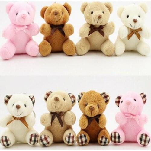10pcs/lot 9CM High Teddy Soft Plush Keychain Bear Key Chain Stuffed Animal Doll Toy