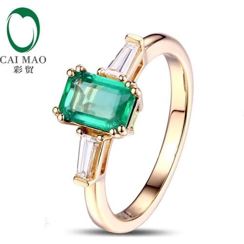 14k Gold 0.62ct Emerald Diamond Engagement Ring Fine Jewelry
