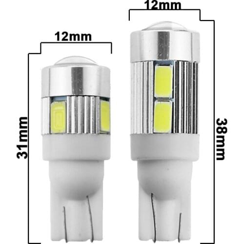 1x T10 W5W LED Bulb 12V 7000K 10 SMD 6SMD W5W LED Signal Light Auto Wedge Side Clearance Lamps Super Bright White 5630 194 168