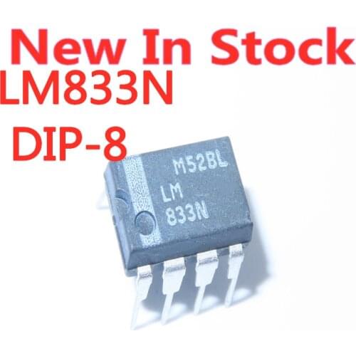 5PCS/LOT LM833N LM833 DIP-8 Op Amp Dual Channel Low Noise Operational Amplifier IC Chip In Stock New Original