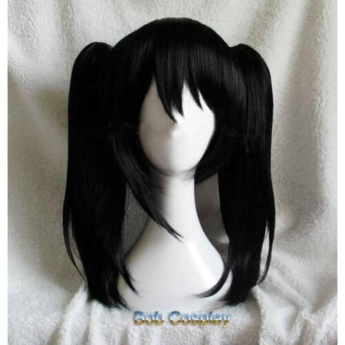 Anime LoveLive! Love Live Nico Yazawa Niko Short Black Ponytail Heat Resistant Hair Cosplay Costume Wig + Bow Hairpins