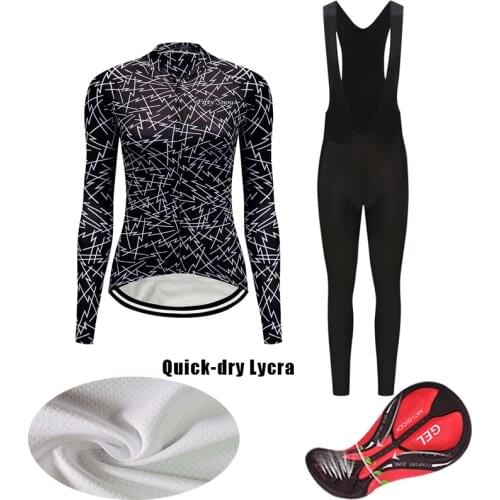 Free Shipping Women Fall Cycling Jersey Set Long Sleeve Road Bike Clothing BIB Dress Female Bicycle Clothes Sport Suit Uniform