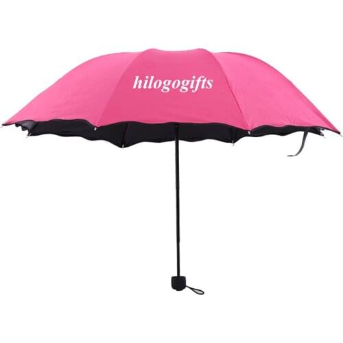 Free company logo customized Water Encounter Flowering Sunny gift Umbrella Lady UV Protection Solid Color flower after rain