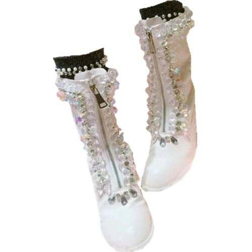 Sequins zip fashion lolita boots womens casual white Martin shoes Platform Short Boots cos Lolita loli Girl Tea Party Victoria
