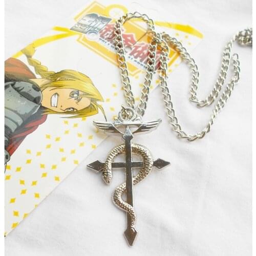 Wholesale 5 pcs Anime Fullmetal Alchemist Snake Necklace Key Chain Animation Peripheral Neck Pendant Accessories for Cosplay