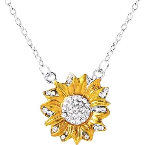 Sunflower Pendant Necklace You Are My Sunshine Clavicle Chain Jewelry Lady Girls Anniversary Gift Exquisite Flower Necklace