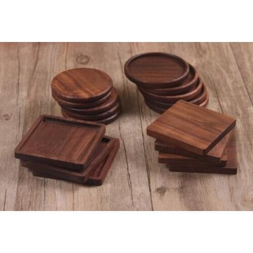 Wooden Coasters Black Walnut Cup Mat Bowl Pad Coffee Tea Cup Mats Dinner Plates Kitchen Home Bar Tools
