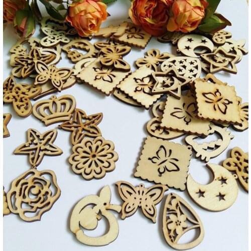 30Pcs/lot Wooden plaque Botones Decorative Buttons Wood Sewing Accessories Scrapbooking for Craft Sewing Accessories
