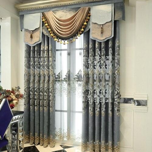 European Luxury Thick Half shading Curtains For Living Room Bedroom Embroidered Tulle Curtain Hotel Luxury Home Decor M127#4