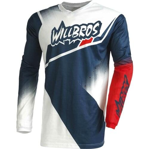 Motocross Racing Jersey Willbros Element Long Sleeve MTB Bike Mountain Bicycle Offroad Summer T-shirt White Blue Red Mens