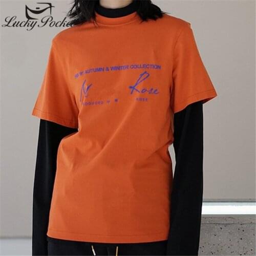 New Women Summer Slim Orange O-Neck Cotton Letter Print T-Shirt Ladies Fashion Plus Size Tees Ladies Brand Casual Tops ZM354