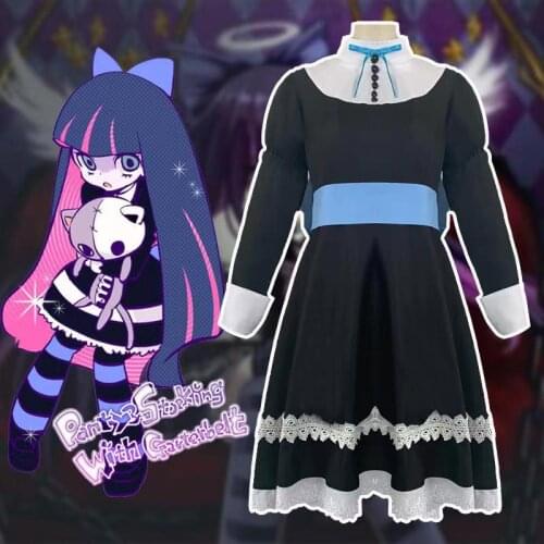 Heroine Anarchy Stocking Black Dress Cosplay Costume Panty Stocking With Garterbelt Women Lolita Maid Suits Party Uniform 2021