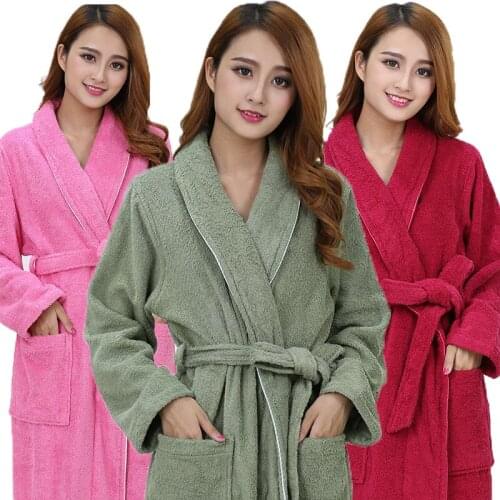 Cotton Bathrobe Women Nightgown Men Towel Fleece Sleepwear Blanket Towel Thickening Lovers Long Soft Robe Winter