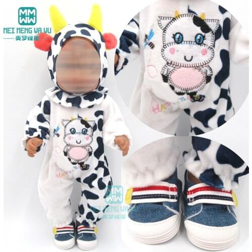 Doll clothes for 43cm new born doll cartoon baby jumpsuit + hat