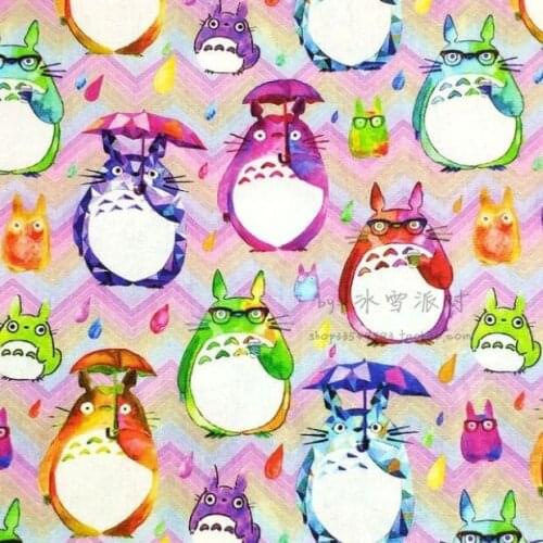 Cartoon Totoro and Friends 100% Cotton Fabric for Boy Clothes Bedding Set Hometextile Cushion Cover Backpack DIY