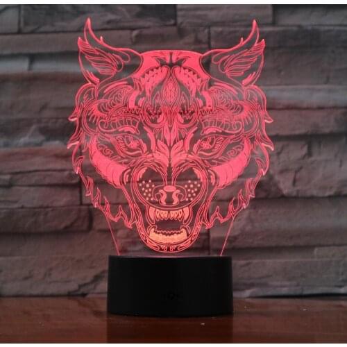 Lion Leopard Head Face Design Touch Table Lamp 7 Colors Changing Desk Lamp 3D Lamp Novelty Led Night Lights USB Light 3D-965