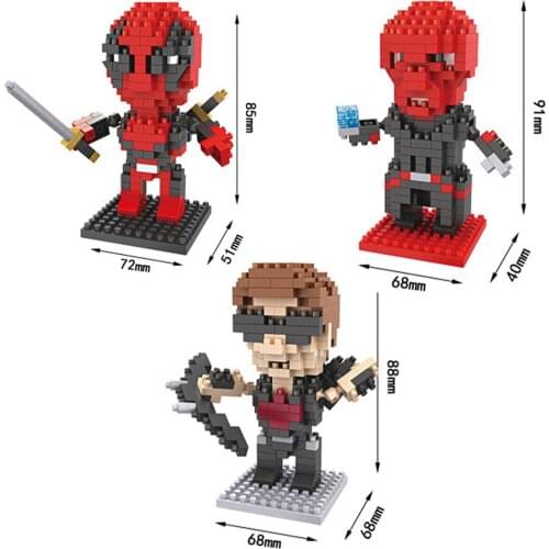 Hot marvel super hero avengers Hawkeye Deadpool Red Skull figures model bricks mini micro diamond building block toys child gift