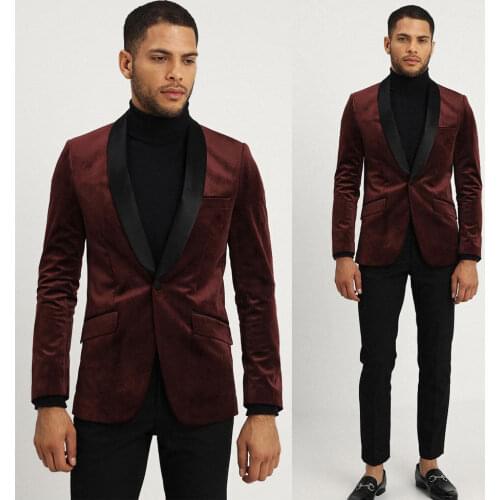 Mens Prom Party Tuxedos Shawl Lapel Groom Wedding Blazer two pieces(jacket+pant)