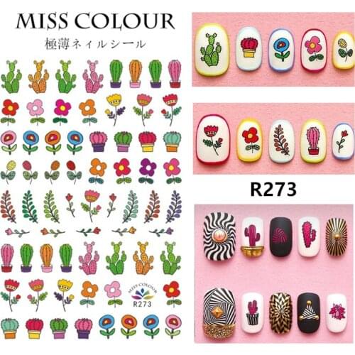 Avocado Nail Art Stickers for Nails Art Self Adhesive Decals Manicure Design Nails Accessoires Cactus Leaf Stickers Decorations